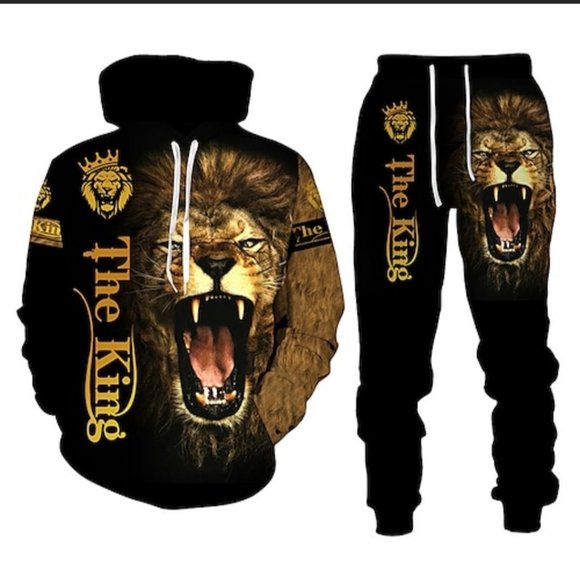 Mens Loin Leo Graphic Track Suit Hoodie Set - Picture 2 of 5